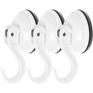 Clixde Handtuchhalter Saugnapf 3er Set – Vakuumhaken ohne Bohren, bis 6 kg, 55 mm, weiß, für Bad/Dusche/Küche, Handtuch- & Kleiderhaken