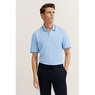 Poloshirt BUGATTI, Herren, Gr. L, 320, hellblau, 100% Baumwolle, unifarben, normal, ohne Ausschnitt, Rippbündchen, Shirts Poloshirt, mit Kontraststreifen und Bruststickerei