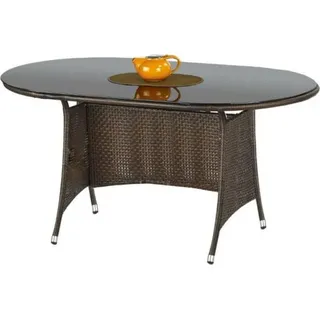 Tisch Master oval aus Glas und synthetischem Rattan für 6 Personen 150x90x74 cm - Bronze