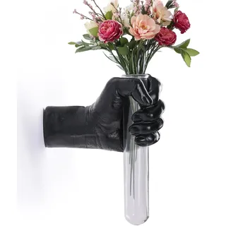 Schwarze Handskulptur, einzigartige Hängevase für kinetische Kunst und Wand-dekorations-Pflanzgefäß, Palmistry-Vase