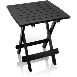 BigDean Klapptisch klein in Anthrazit aus Kunststoff LxBxH 45x43x50cm – wetterfester Campingtisch – Beistelltisch – Kleiner & Leichter Esstisch - Schwarz
