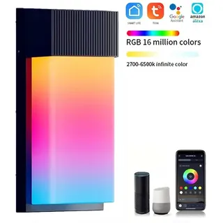 Smarte Außen-Wandleuchte WiFi Tuya RGBCW 48W IP65 1500 Lumen Alexa Google