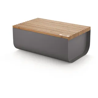 Alessi Mattina BG03 DG - Design Brotkasten, Stahl mit Epoxidharz mit Bambusholz-Schneidebrett,Grau Dunkel