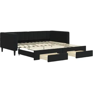 vidaXL Tagesbett Ausziehbar mit Schubladen Schwarz 100x200 cm Samt - Schwarz