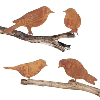 BSTDAYEVER Rost Vögel Gartenstecker Vögel Deko Rost Vogel Gartendeko 4Stk Edelrost Metall Vogel für Draußen Bird Baumstecker für Garten Patio Park Zaun Baum AST Stamm Dekoration