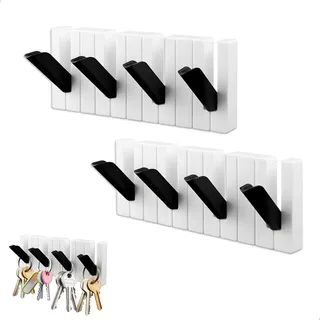 lemgyiamz Schlüsselbrett mit Ablage, Schlüsselkasten Modern, Schlüsselhaken, 4-Haken-Schlüsselhalter Ohne Bohren, 2er-Set, Geeignet für Küchen, Flure, Haustüren, Korridore und ähnliche Orte