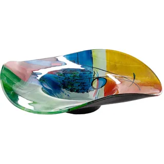 Gilde Milano mehrfarbig, B:48cm H:12,5cm T:48cm Ø:48cm, Glas, Dekoschalen, Dekoschale, handbemalt; Nur zu dekorativen Zwecken, Höhe 12,5 cm