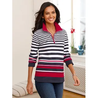 Casual Looks Sweatshirt, marine, rot, gestreift