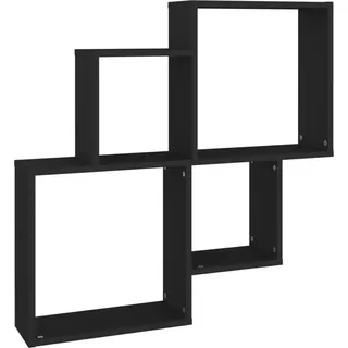 vidaXL Wandregal mit 4 Offenen Fächern 80/15/78,5 cm aus Holzwerkstoff Schwarz , Strukturbuche , Rechteckig , 80x78.5x15 cm , Wohnzimmer, Regale, Wandregale