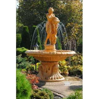 Springbrunnen Garten Teich Brunnen 155cm Steinbrunnen Gartenbrunnen Fontaine Neu - Weiß