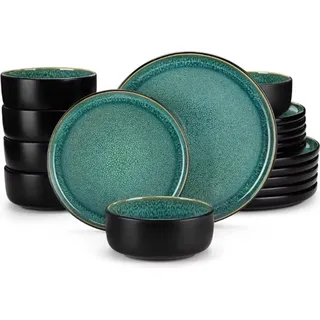 Imperial Serviesset – Tafelservice – Grün – 4 Personen – 16-teilig – Keramisch – Kleine Teller – Einzigartiges Geschirr