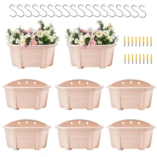 ORIMERC Hängende Pflanzgefäße, Kunststoff, Retro-Stil, Geländer, Körbe für Balkon, Zaun, Garten, Outdoor