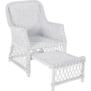 Home Affaire Rattanstuhl 67 x 91 x 75 cm Weiß mit ausziehbarem Fußteil