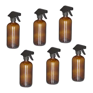 Relaxdays Sprühflasche Glas 21 x 9,5 x 7,5 cm Braun/Schwarz