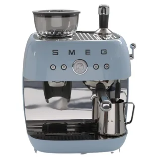 Smeg 50s Style Espressomaschine Pastellblau mit Mahlwerk