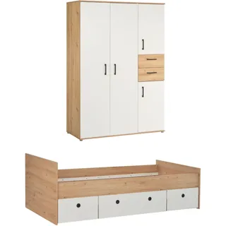 Arthur Berndt "Jugendzimmer-Set »Bente« 2-teilig", 2tlg. Schrank, Bett, 2 tlg. Stauraumstark, pflegeleicht, zeitlos, Made in Germany, artisan oak nb, weiß),