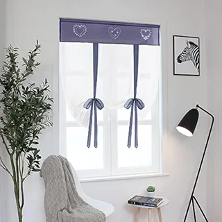 SIMPVALE 1 Stück Raffrollo Vorhang Stickerei Raffrollo Schatten Durchsichtige Vorhänge Tüll Panels Fenster Abdeckung für Schlafzimmer, Arbeitszimmer, Badezimmer, Küche, blau, Width 60cm / Height 120cm