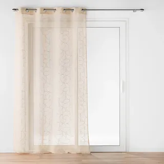 Douceur d'Intérieur Luxor Ösenvorhang, durchscheinend (140 x 240 cm), Beige, Sablé-Voile mit Metallic-Druck