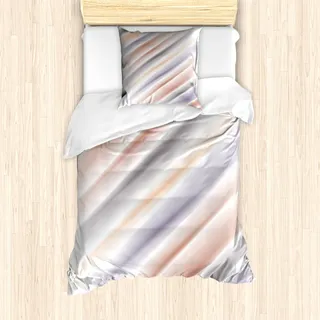ABAKUHAUS Braun Bettbezug Set für Einzelbetten, Verschwommene Streifen Modern, Milbensicher Allergiker geeignet mit Kissenbezug, Braun Grau Tan - Braun