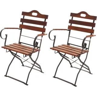 2er-Set Biergartenstuhl HWC-J40, Klappstuhl Gartenstuhl, Gastronomie-Qualität Akazie MVG-  braun - Braun