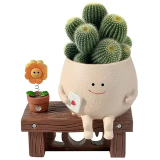 SGZIOO Blumentopf Gesicht, Lustige Blumentöpfe, Süße Blumentöpfe mit Sonnenblume, Sukkulenten Topf mit Smiley-Gesicht, Lustiger Pflanzentopf für Gartendeko, Geschenk Pflanzenliebhaber (Sonnenblume)