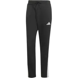 adidas Men's Essentials Three Stripes Fleece Pant Open Hem, Black/White, L