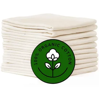 Madras Collections Mehlsack-Geschirrtücher, Bio-Baumwolle, 10 Stück, 71,1 x 71,1 cm, Cream, Einfarbig, Küchenhandtuch