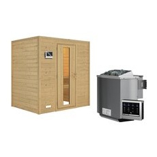 KARIBU Sauna »Sonja«, inkl. 9 kW Bio-Kombi-Saunaofen mit externer Steuerung, für 3 Personen - beige