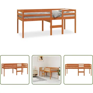 The Living Store Hochbett Wachsbraun 80x200 cm Massivholz Kiefer - Braun