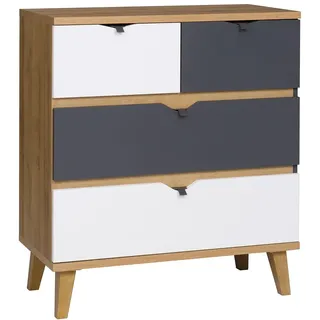 Kommode LARNAKA - goldene Eiche / weiß / graphit - Gold, Weiß, Grau