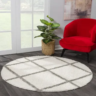 Sanat Madrid Hochflorteppich Ø 150 cm Creme