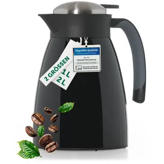 Blumtal Thermoskanne 1l - BPA-freie Teekanne mit Quick Tip Verschluss - auslaufsichere Kaffeekanne thermo für langanhaltende Isolation - Kanne für Tee/Kaffe - Thermoskanne Kaffee - Thermokanne Schwarz