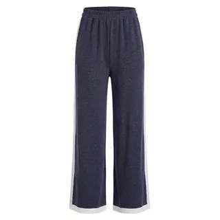 Damen Hose blau XL, locker geschnitten, mit elastischem Bund und schlichtem Muster - Blau