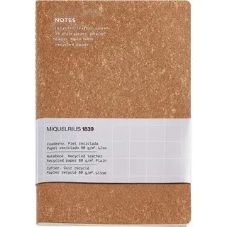 Miquelrius Flexibles A5-Notizbuch (200 x 140 mm), glatte Innenseite, 48 weiße Blätter, Recyclingpapier 80 g/m2, Einband aus recyceltem Leder, Kork