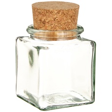8 kleine Gewürzgläser / Glasdosen mit Korkverschluss für Gewürze, Salz, Kräuter, etc. ca. 100 ml - inkl. einer Gewürzschaufel aus Holz 7,5 cm