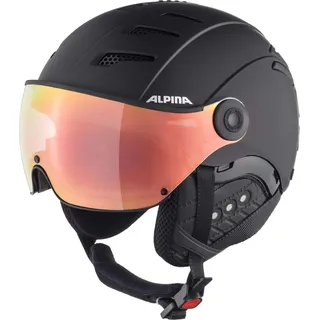 Alpina JUMP 2.0 Q-LITE - Sicherer, Stoßabsorbierender & Indiv. Anpassbarer Skihelm Mit Kontrastverstärkendem Visier Für Erwachsene, black matt, 52-54 cm