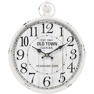 Menterry Europäische Retro-Wanduhr. Altmodisches antikes Design im rustikalen Vintage-Stil. Batteriebetriebene stille Dekor Wanduhren für Küche, Bauernhaus, Loft, Büro, (11,8" H x 9,3" W) (Weiß)