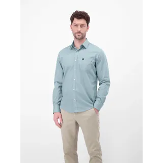 Langarmhemd LERROS "Langarmhemd mit Karomuster aus 100% Baumwolle", Herren, Gr. 3XL, Normalgrößen, grün (ice blau), 100% Baumwolle, Hemden Langarmhemd