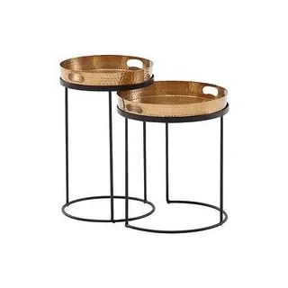 WOHNLING Beistelltische-Set rund Aluminium gold, 1 Set
