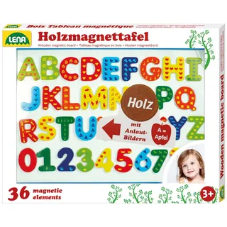 Simm Spielwaren GmbH Holz-Magnettafel 44x39cm 26 Buchstaben 10 Zahlen, – 65822