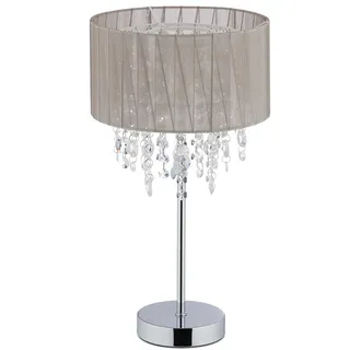 relaxdays Tischlampe Organza Kristall XL - Grau