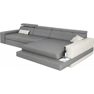 XXL Couch Ecksofa Leder Wohnlandschaft Sofa Design Modern Sofa L-Form - Grau