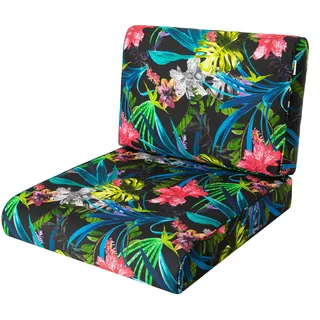 Bjird Sesselkissen, Kissen für Rattanmöbel, Sitzkissen & Rückenkissen, Sitzkissen für Sessel / Stühle - Indoor & Outdoor - Anti-Rutsch - 50x50 cm, Bunte Blätter