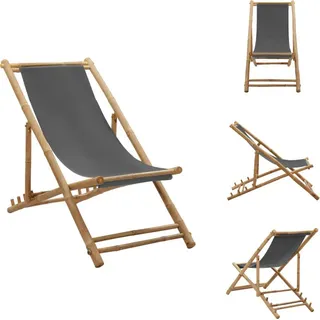 vidaXL Liegestuhl Bambus und Segeltuch Dunkelgrau - Gartenstühle - Grau