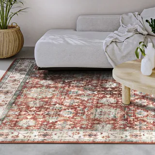 ELLE DECORATION Teppich »Saveh« rechteckig 5 mm Höhe Kurzflor, Anti Rutsch, Vintage, Klassisch, Wohnzimmer, Flur, rot