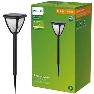 Philips Outdoor Solar Vapora Sockelleuchte Spiess 1.5W, Tageslichtsensor schwarz