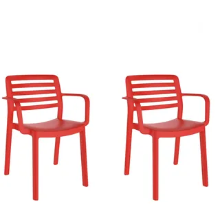 resol grupo GARBAR Wind Set mit 2 Armlehnen für den Innen- und Außenbereich, Garten, Terrasse, Balkon, Wohnzimmer, Küche, Esszimmer, Design, leicht, stapelbar, Rot