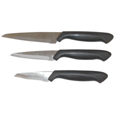 Nirosta Messer aus Polypropylen, Edelstahl, Schwarz und Edelstahl, 3 Stück