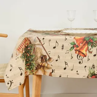 muare Muaré Tischdecke, Kunstharz, schmutzabweisend, Weihnachten, Sheet Music, 200 x 140 cm