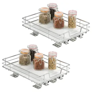 bremermann Teleskop-Gewürzregal 2er Set, ausziehbar, Metall, Chrom , Silberfarben , 21x8x28 cm , Küchenzubehör